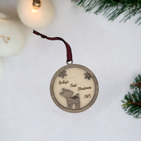 Capture the joy and innocence of Baby's First Christmas with our adorable Fawn Ornament. Celebrate the magic of the season and create lasting memories with this enchanting ornament for your little one's first Christmas.