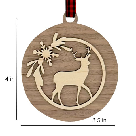 Reindeer Wood Christmas Ornament