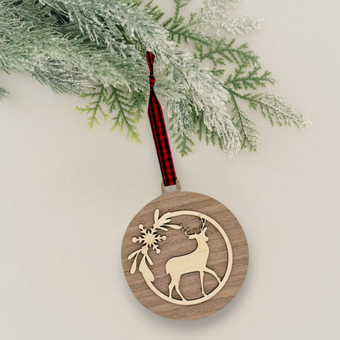 Reindeer Wood Christmas Ornament