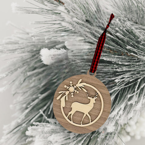 Reindeer Wood Christmas Ornament