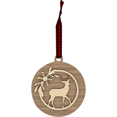 Reindeer Wood Christmas Ornament