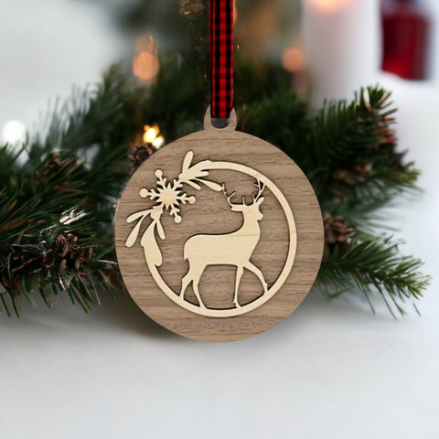 Reindeer Wood Christmas Ornament