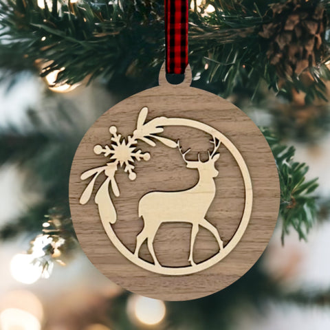 Reindeer Wood Christmas Ornament