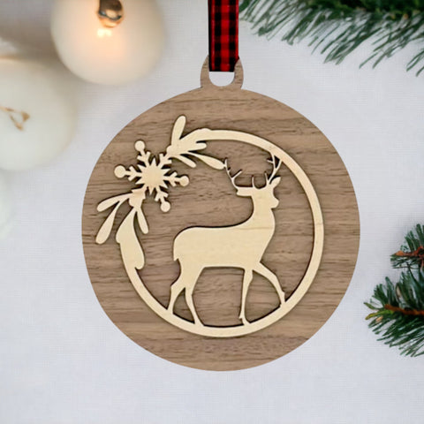 Reindeer Wood Christmas Ornament