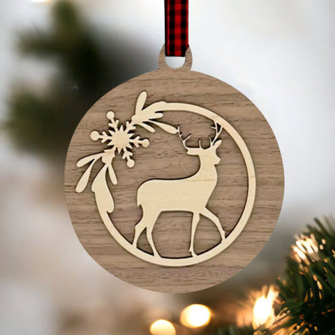 Reindeer Wood Christmas Ornament