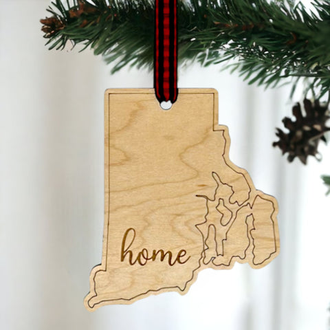 Rhode Island Home Script Ornament