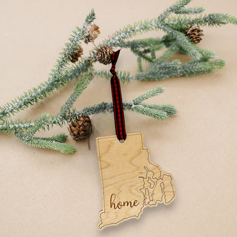Rhode Island Home Script Ornament