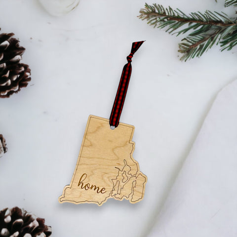 Rhode Island Home Script Ornament