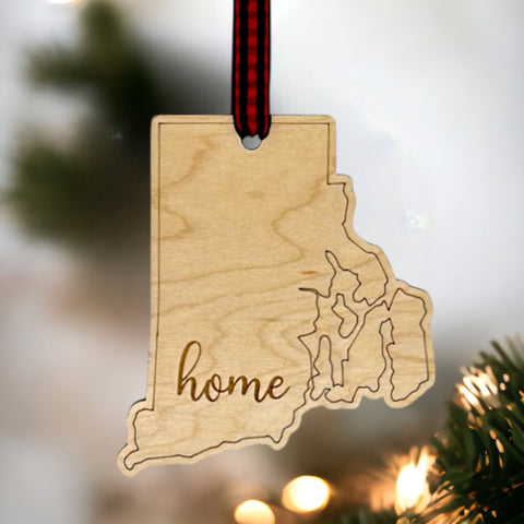Rhode Island Home Script Ornament