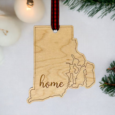 Rhode Island Home Script Ornament