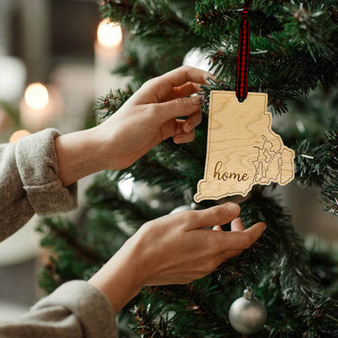 Rhode Island Home Script Ornament