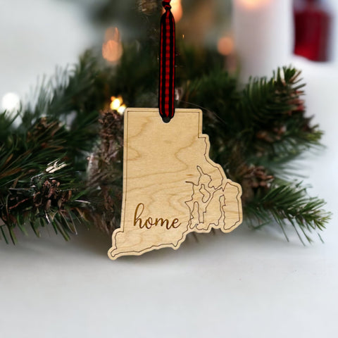 Rhode Island Home Script Ornament
