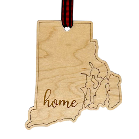 Rhode Island Home Script Ornament