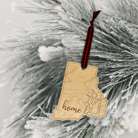 Rhode Island Home Script Ornament