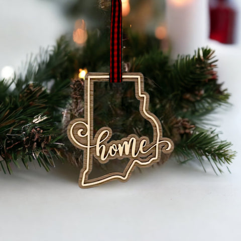 Rhode Island Home Double Layer Ornament