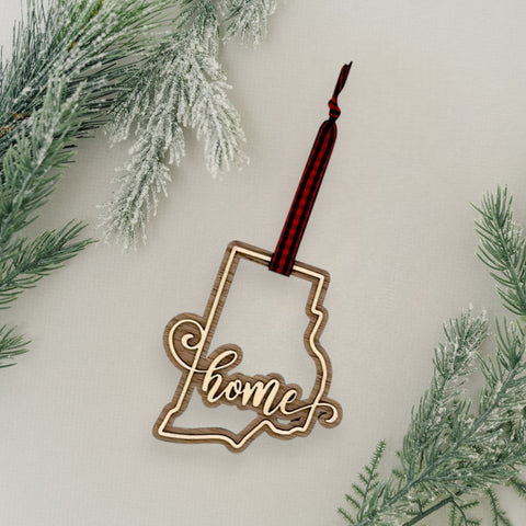 Rhode Island Home Double Layer Ornament