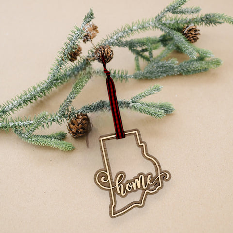 Rhode Island Home Double Layer Ornament