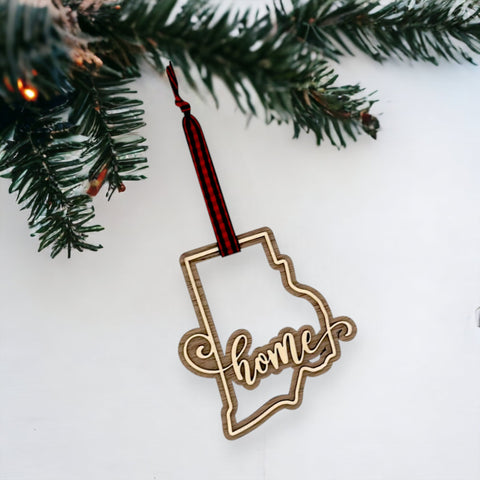 Rhode Island Home Double Layer Ornament
