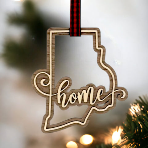 Rhode Island Home Double Layer Ornament