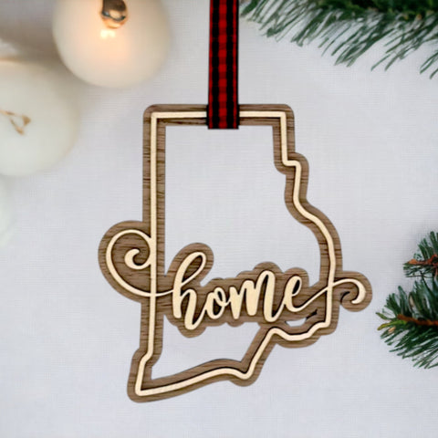 Rhode Island Home Double Layer Ornament