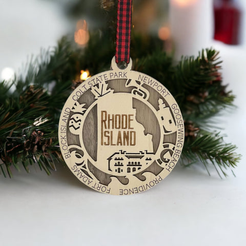Tiny state, big charm! Introducing the Rhode Island Highlights Ornament—a delightful tribute to the Ocean State's coastal beauty. Elevate your holiday decor with a touch of New England flair. Capture the spirit of Rhode Island this festive season