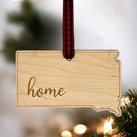 South Dakota Home Script Ornament