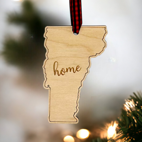 Vermont Home Script Ornament