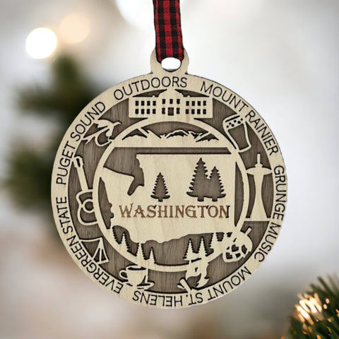 Unveil the beauty of the Evergreen State! Introducing the Washington Highlights Ornament—a miniature marvel capturing the essence of the Pacific Northwest. Elevate your holiday decor with a touch of Washington's wonders!