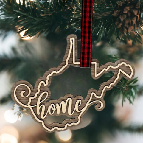 West Virginia Home Double Layer Ornament