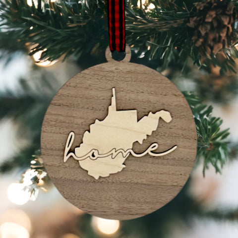 West Virginia Home Cursive Ornament