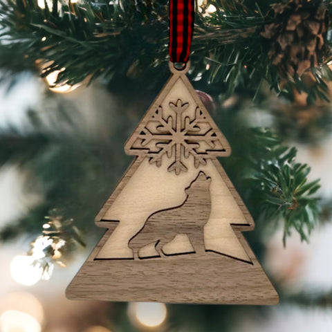 Winter Wolf Wooden Ornament