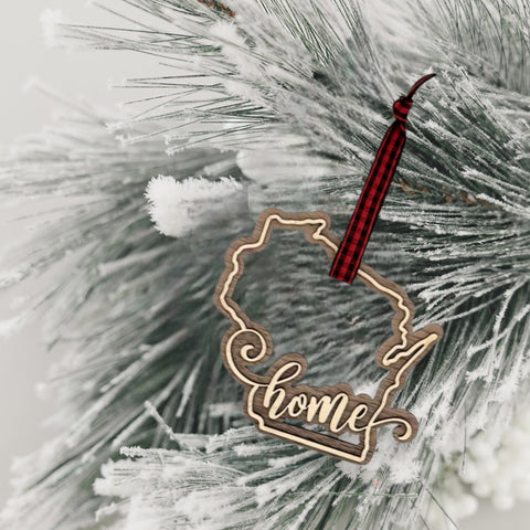Wisconsin Home Double Layer Ornament