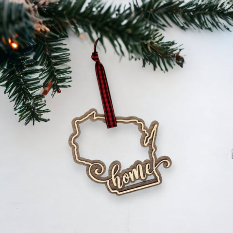Wisconsin Home Double Layer Ornament