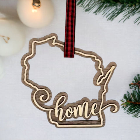 Wisconsin Home Double Layer Ornament
