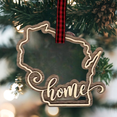 Wisconsin Home Double Layer Ornament