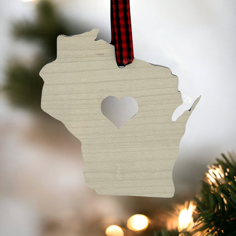 Wisconsin Heart Ornament