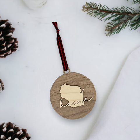 Wisconsin Home Cursive Ornament