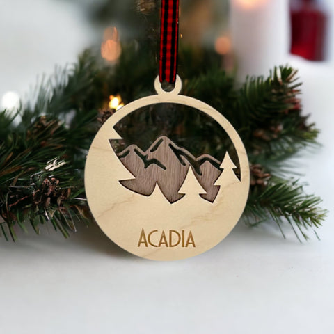 Wood Style Mountain Ornament