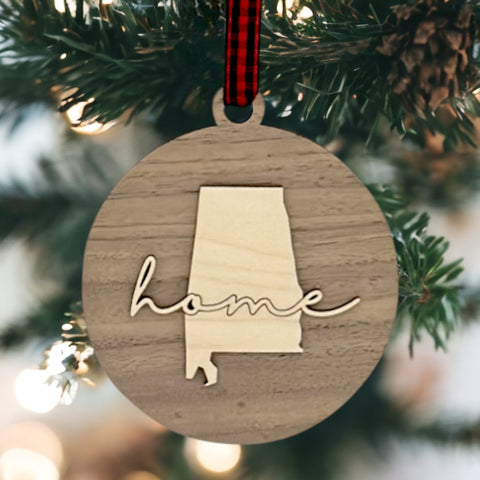 Alabama Home Cursive Ornament