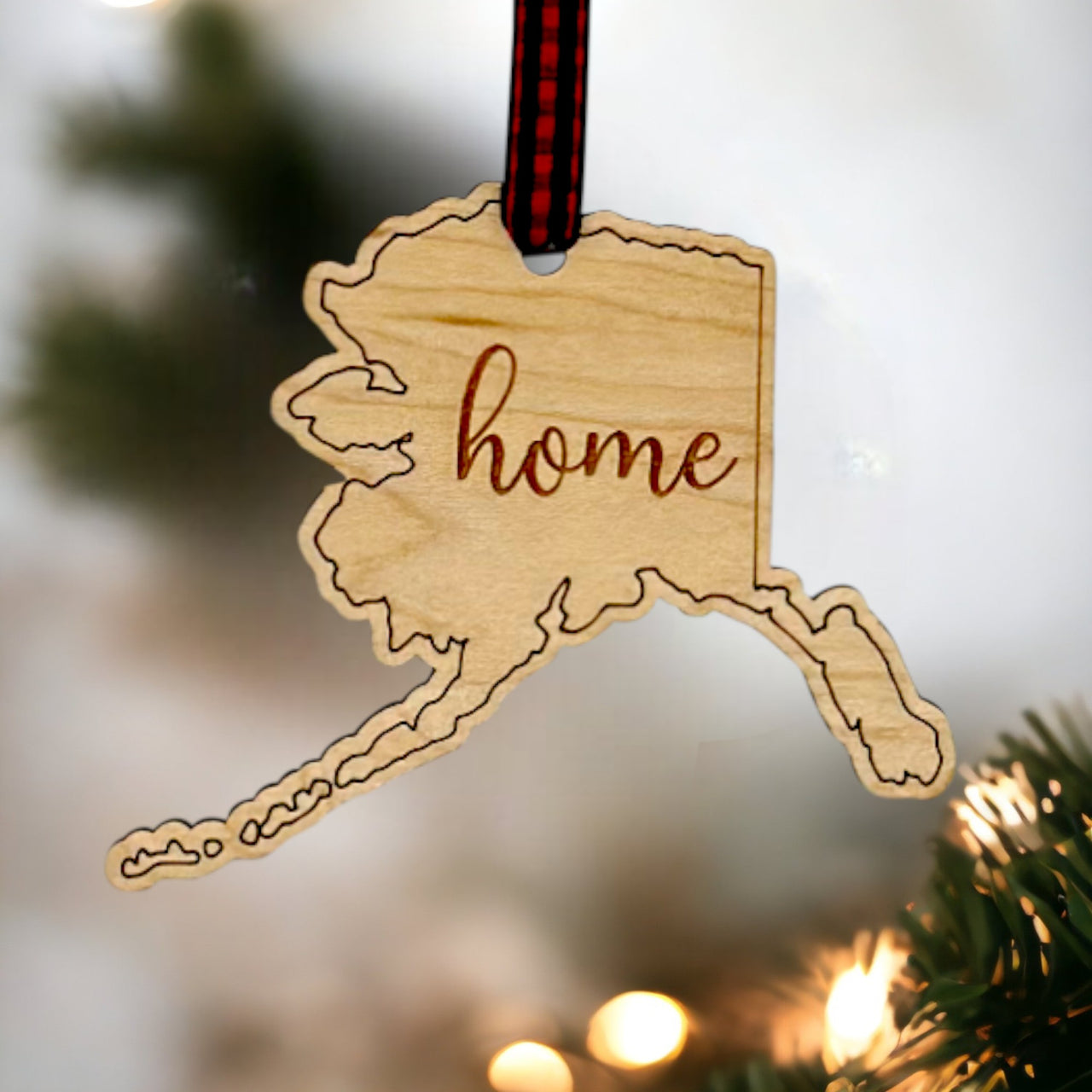 Alaska Home Script Ornament | Custom Wooden Ornament – Woodlander Workshop