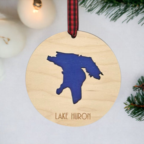 Custom Lake Huron Christmas Ornament