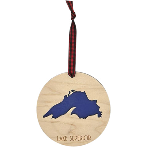 Lake Superior Map Christmas Ornament