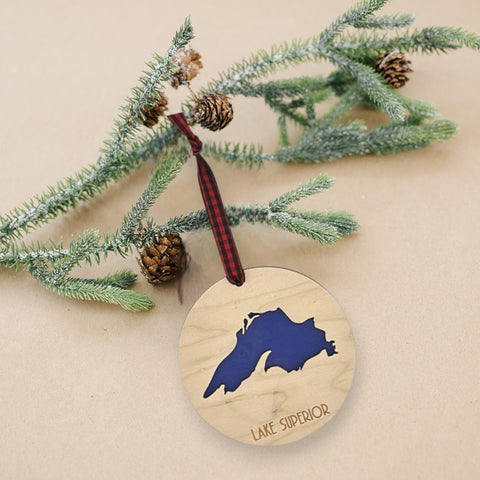 Lake Superior Map Christmas Ornament