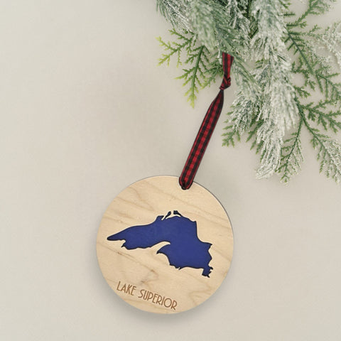 Lake Superior Map Christmas Ornament