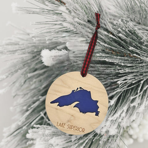 Lake Superior Map Christmas Ornament