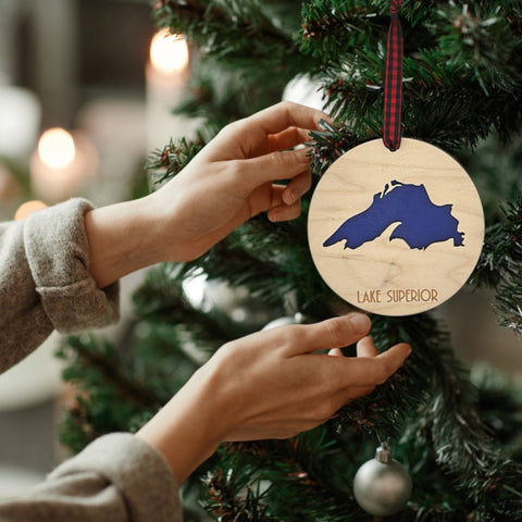 Lake Superior Map Christmas Ornament