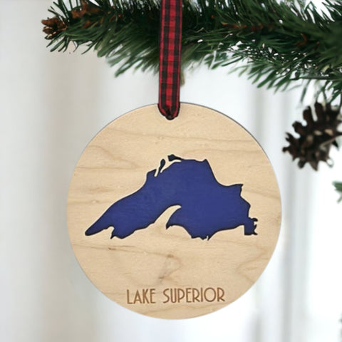 Lake Superior Map Christmas Ornament