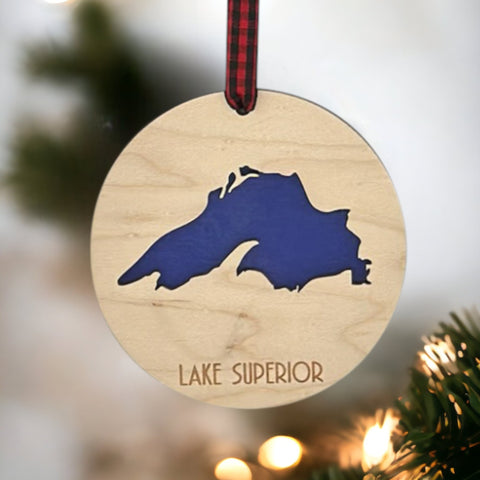 Lake Superior Map Christmas Ornament