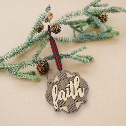 Carved Faith Christmas Ornament