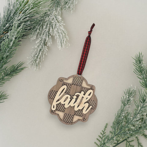 Carved Faith Christmas Ornament